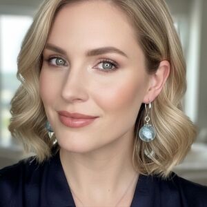 Epoxy Resin Earrings, crystal sphere style earrings with small 4 Cm